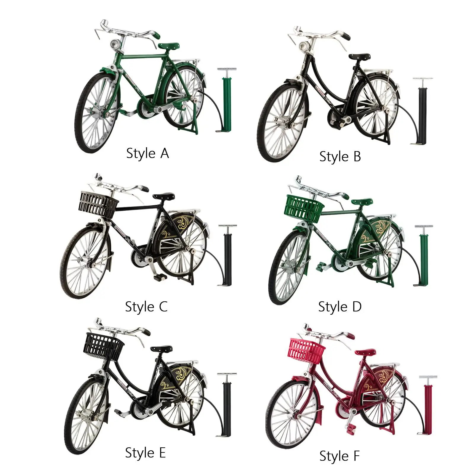 1:10 Bicycle Model Vehicle Art Craft Diecast Mini Bicycle Finger Bicycle Alloy Classical Bike Toy for Bedroom Dollhouse Boys