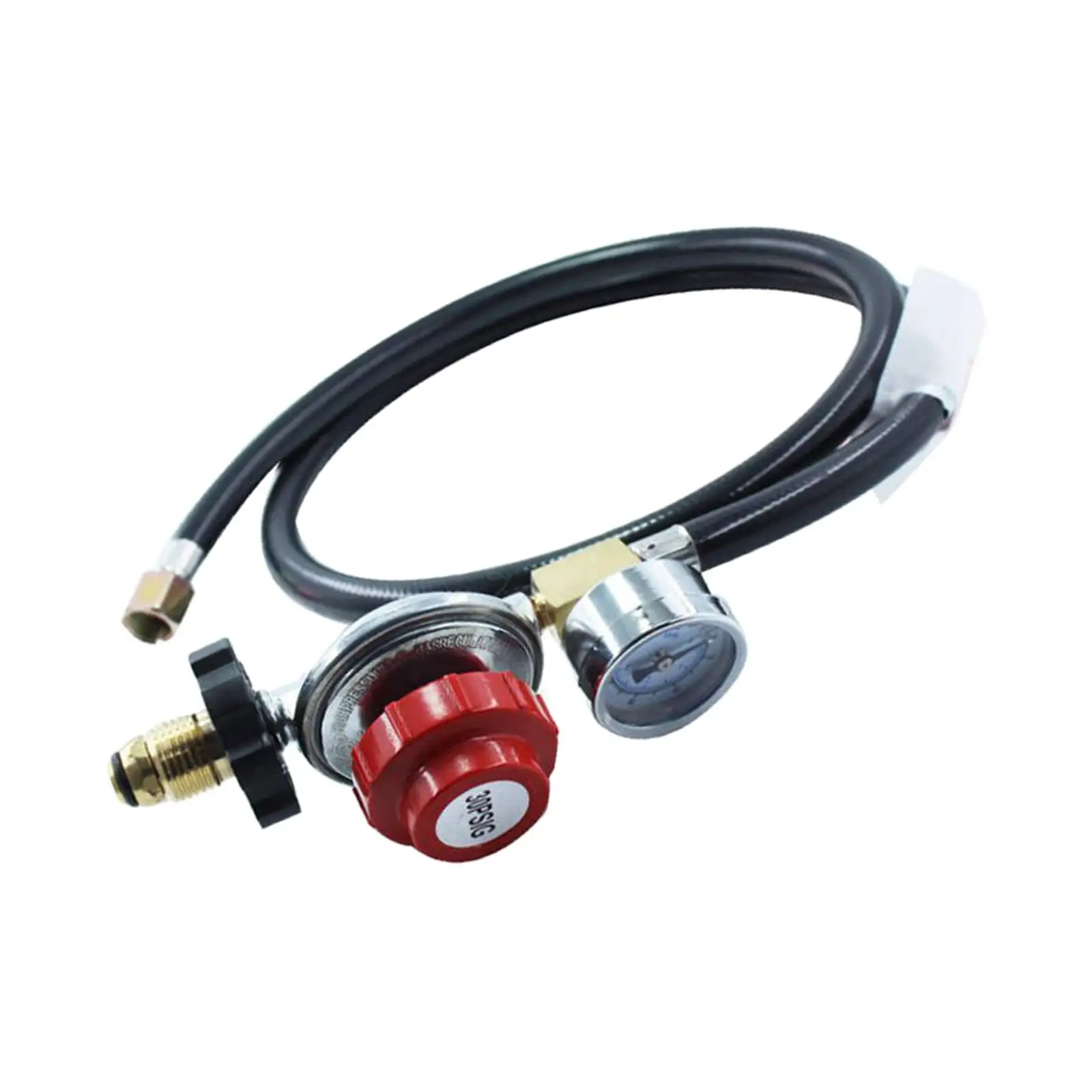 High Pressure Gas Regulator 30PSI with Gauge and Hose Indicator Pol Connector Replacement for Fire Gas Cooker BBQ Supply