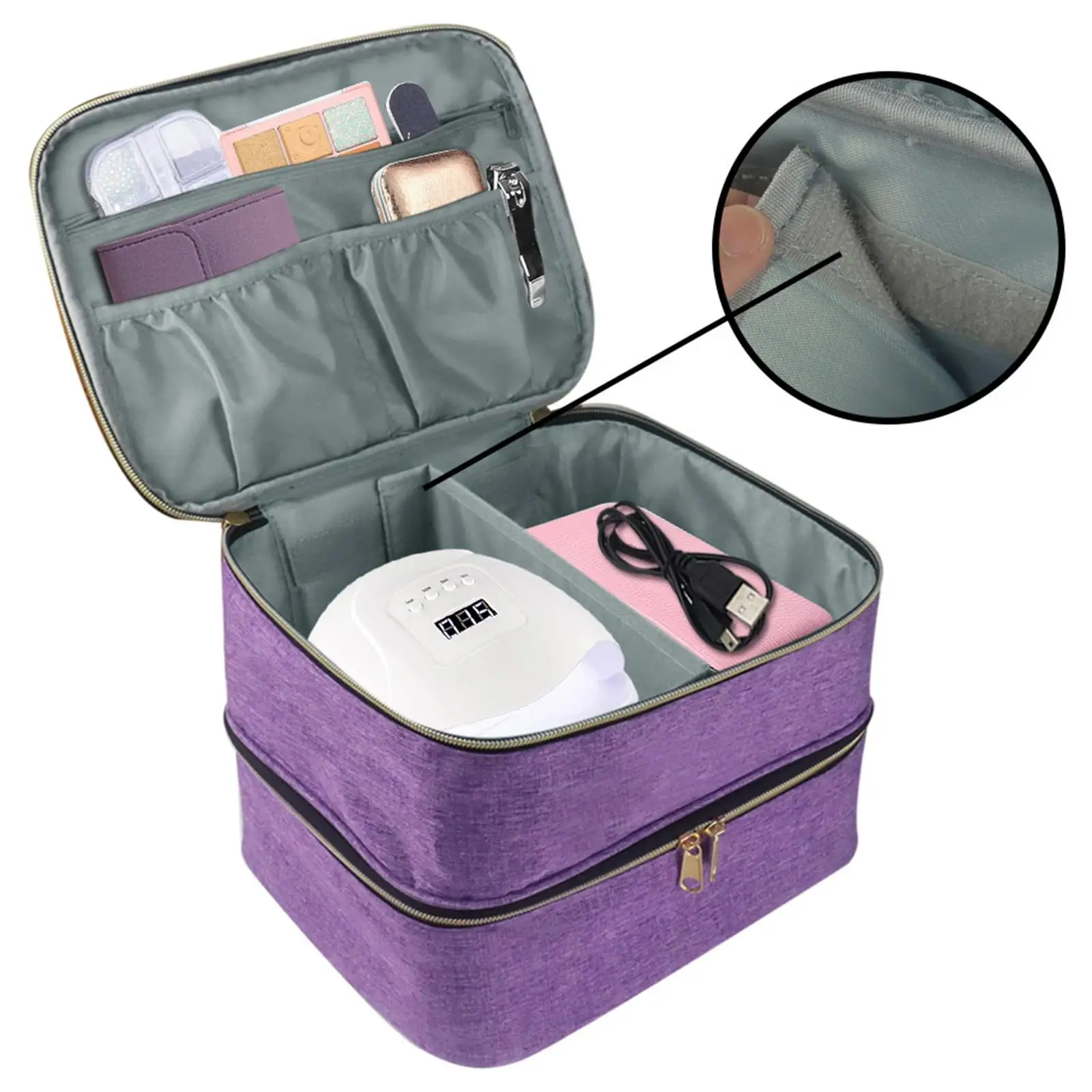 Nail Polish Carrying Case Bag Holds 30 Bottles Nail Polish Storage Holder Double Layer Portable Nail Dryer Case  for Cosmetic