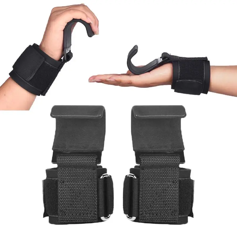 Weight Lifting Hooks Home Gym Training Wrist Support Grips Strap Wrap Gloves