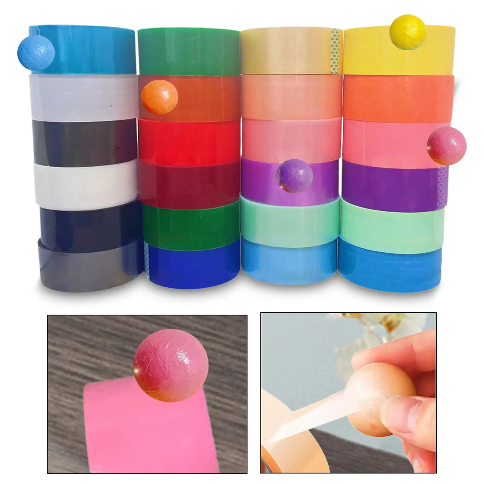 24 Pieces Sticky Ball Rolling Tapes Decompression Toys DIY Making Ball Educational Toy Colored Tapes Bulk for Adult Party Favors