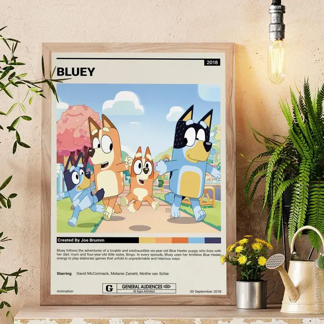 Pegatina decorativa de 1 pieza Bluey y Bingo Heeler en la imagen