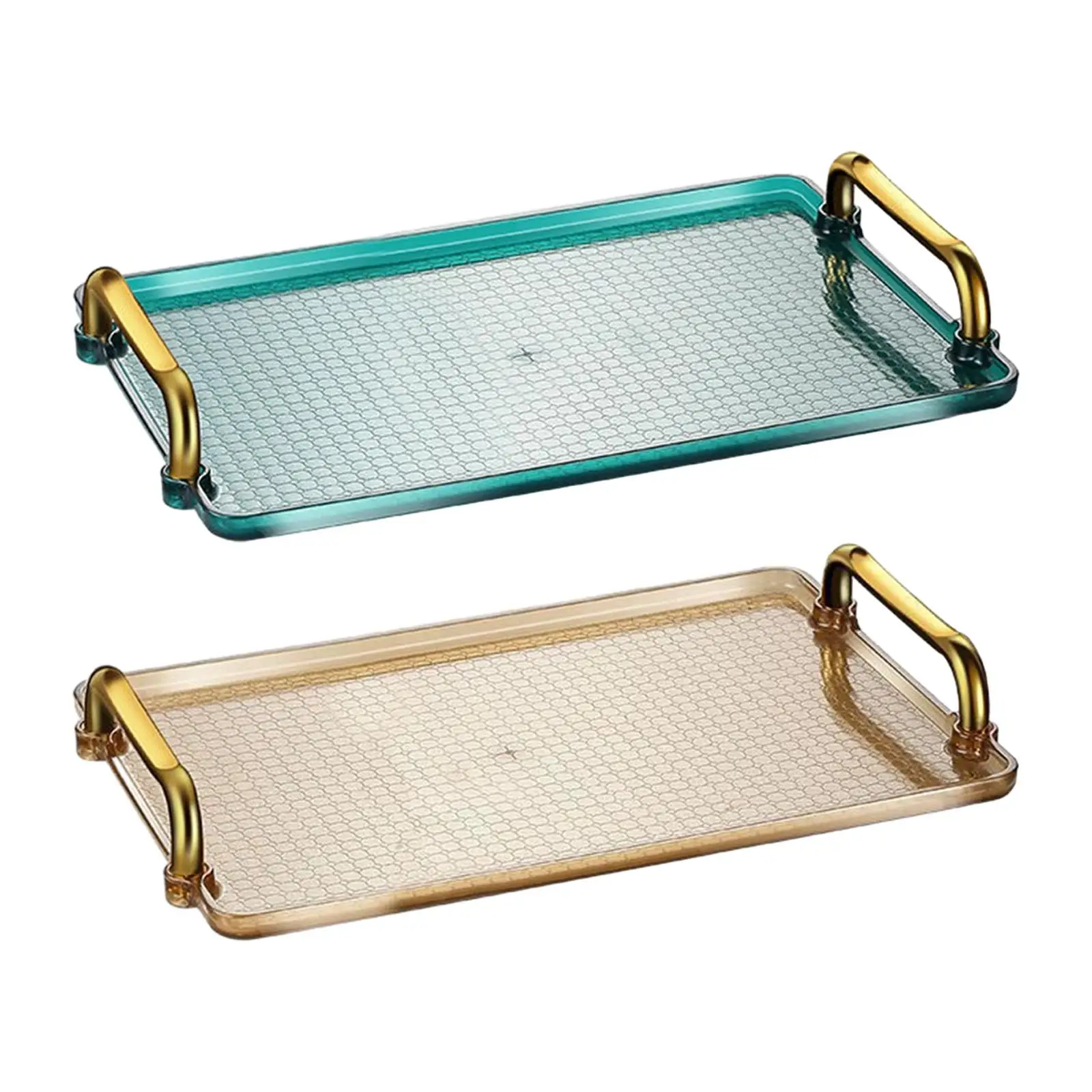 Serving Tray with Handles Versatile for Dinner Patio Lightweight Cosmetic Storage Decorative Tray Rectangular Sofa Couch Tray