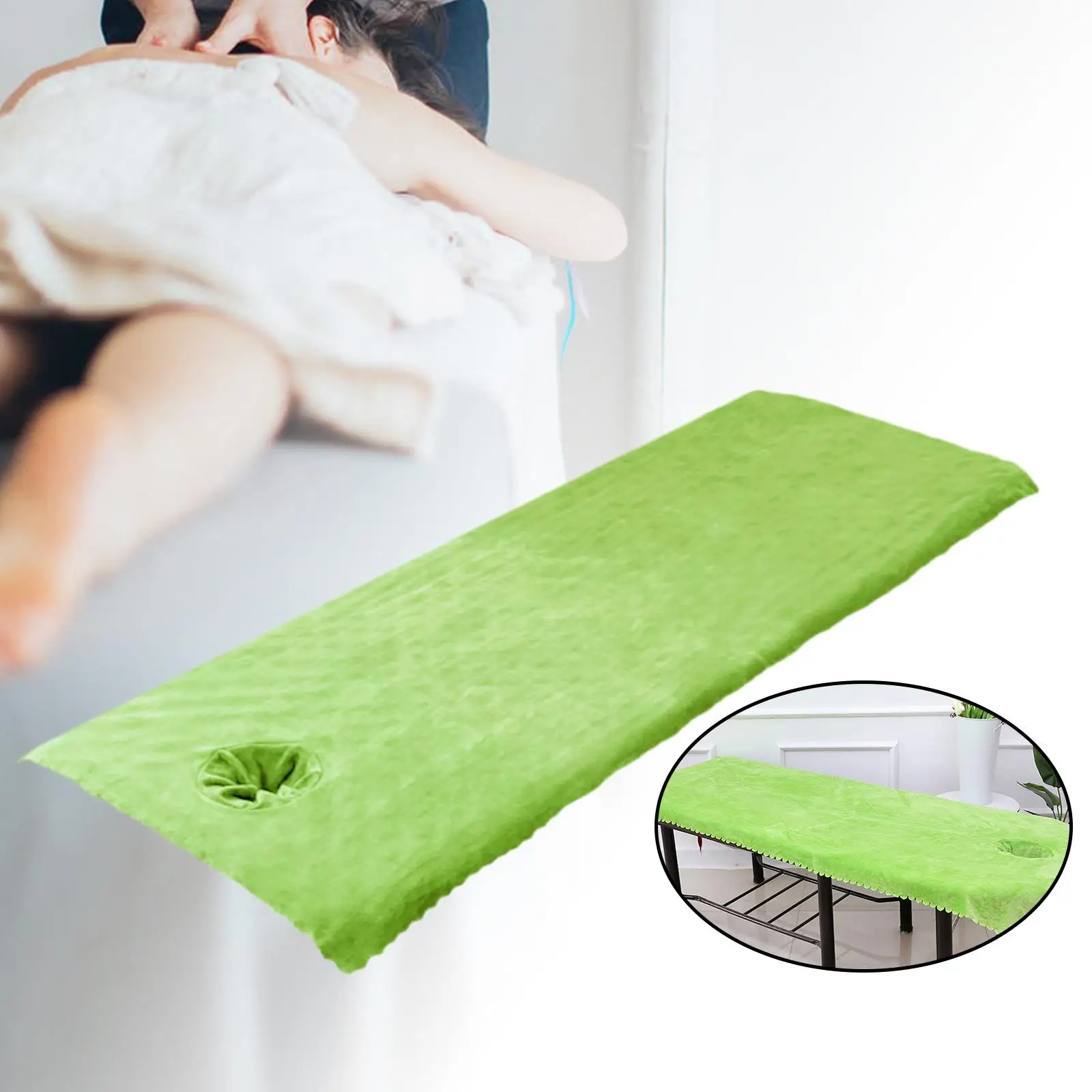 Massage Table Sheet Covers with Face Breath Hole Satin Strip/ 200x105cm/ Skin