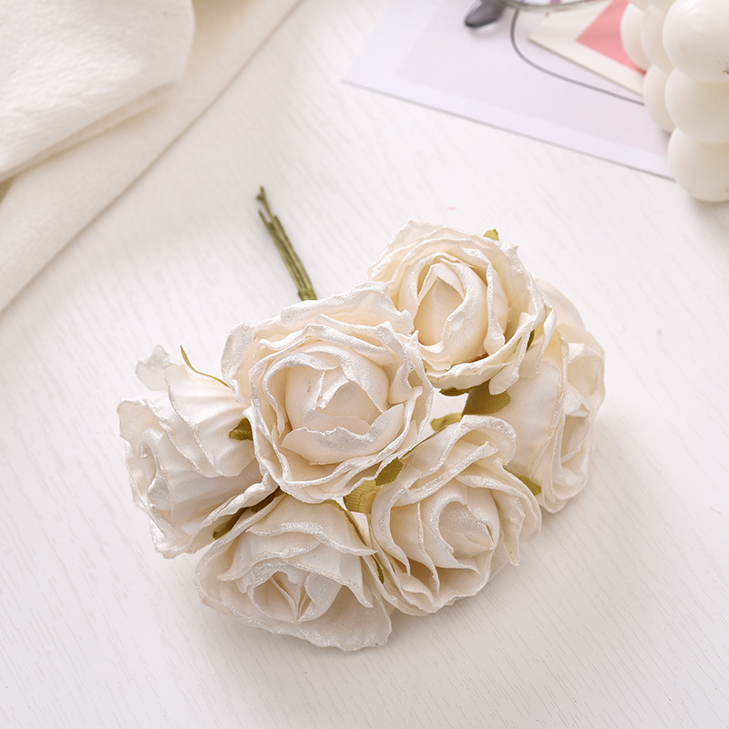 6 Stück künstliche Blumen, 4 cm, Seidenstrauß in leuchtendem Rosa für Hochzeit, Heimdekoration, DIY-Kranz, Geschenkbox, Scrapbook, künstliche Blumen – Detail 8