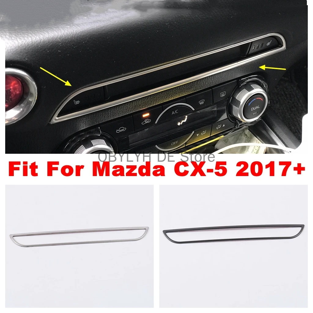 Для Mazda CX-5 CX5 2017 - 2023 внутренняя панель автомобиля центральная  консоль CD панель декоративная крышка отделка Серебристая/Черная  Нержавеющая ...