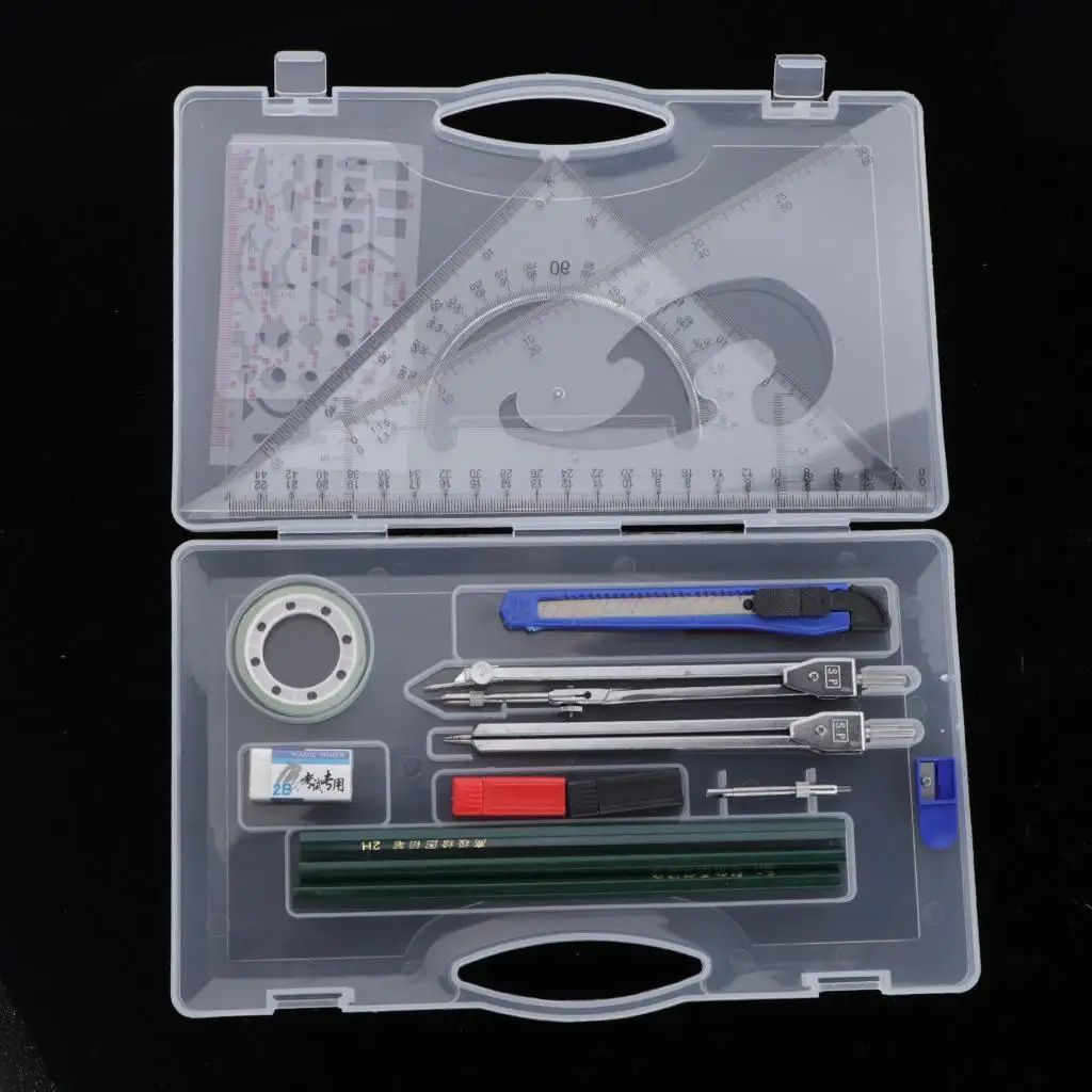 Box of Math Geometry Compass Set Student Supplies Geometry Precision Tool for Engineering Drawings