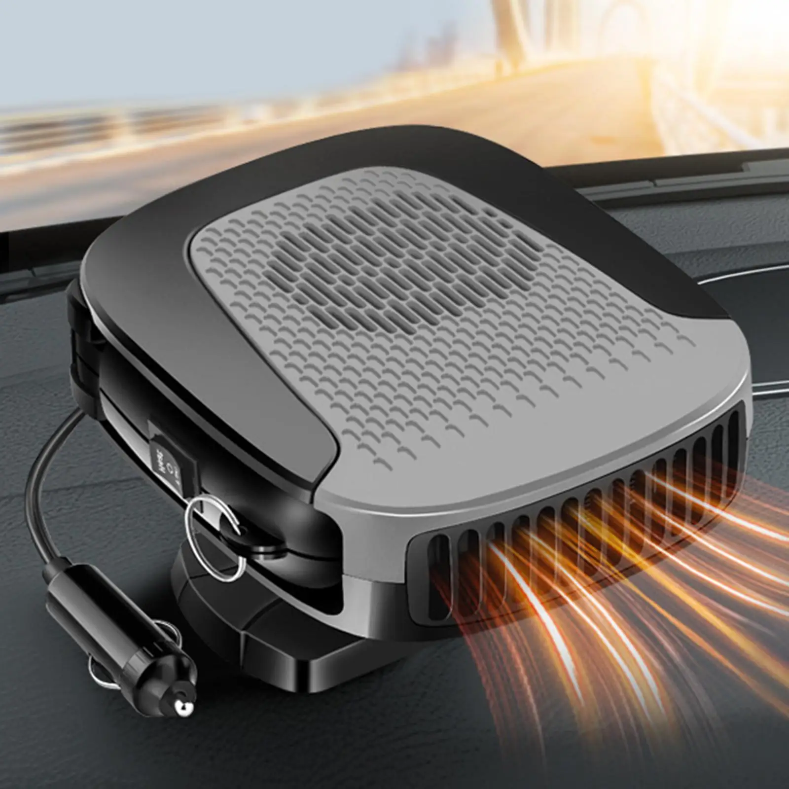 Car Electric Fan Heater 12V Energy Saving Plug in Cigarette Lighter Durable