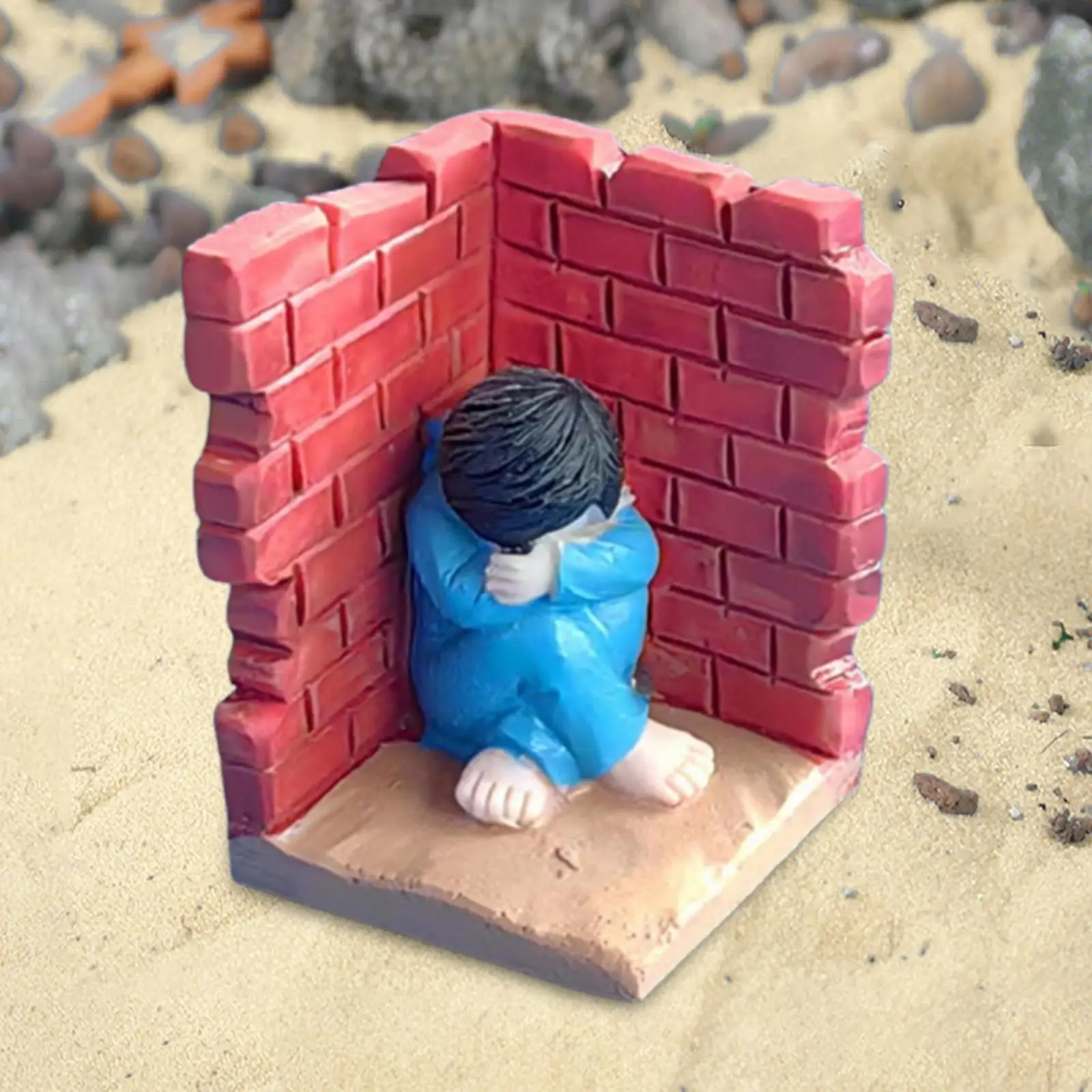 Diorama Figure People Model Realistic Crying Child in Corner Miniature Layout for Fariy Garden Ornament Kids Adults Gifts