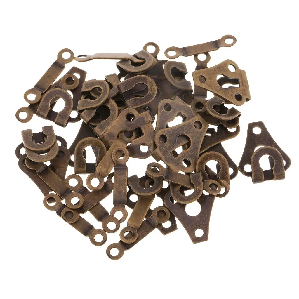 20 Sets Copper Sew-on Hook and Eye Closures Fasteners and Extension Buckle for Trousers Dress Clothing Sewing Accessories