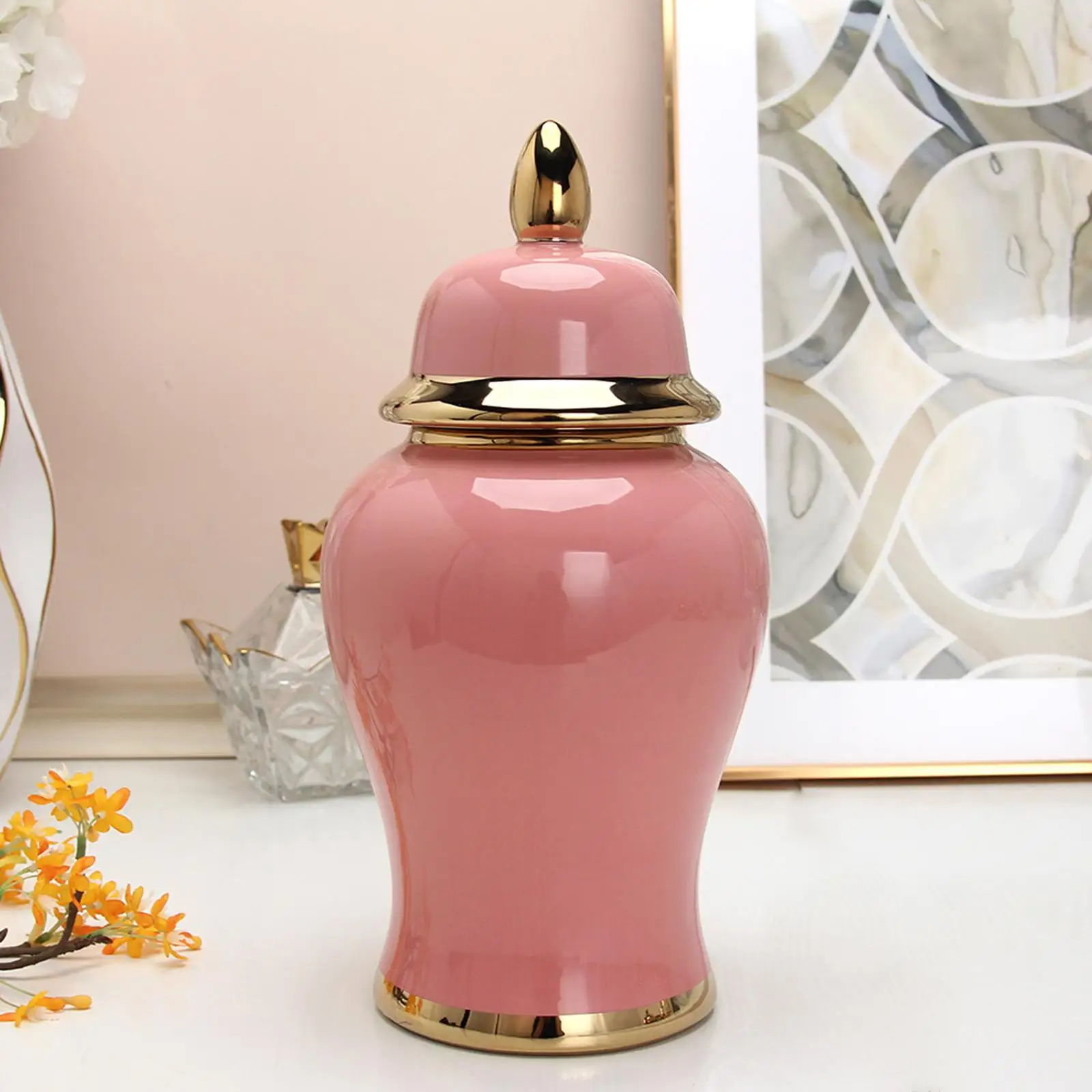 Chinese Decorative Storage Porcelain Ginger Jars Desktop Ceramic Flower Vase