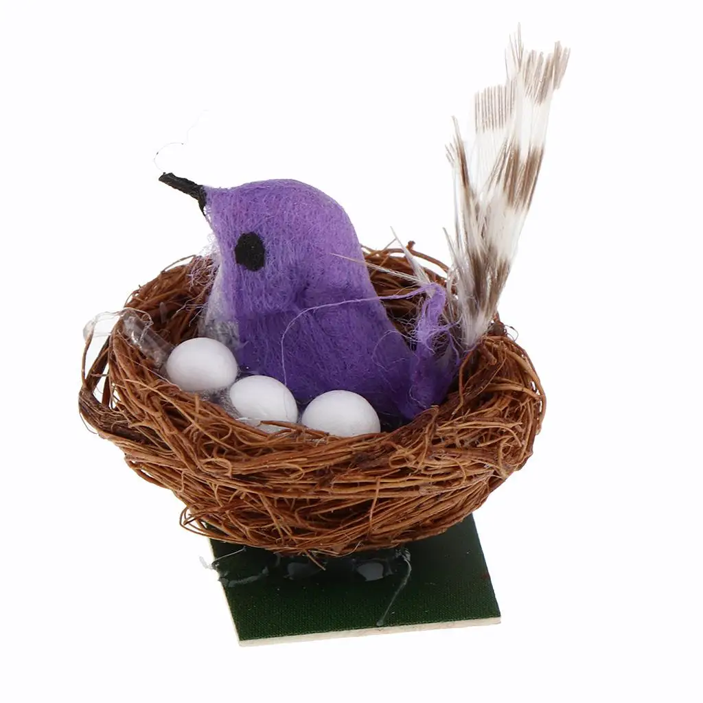 Miniature Artificial Nest Bird with Eggs, 1/6 Dollhouse Fairy Garden Decoration  Micro Landscaping DIY Accessory