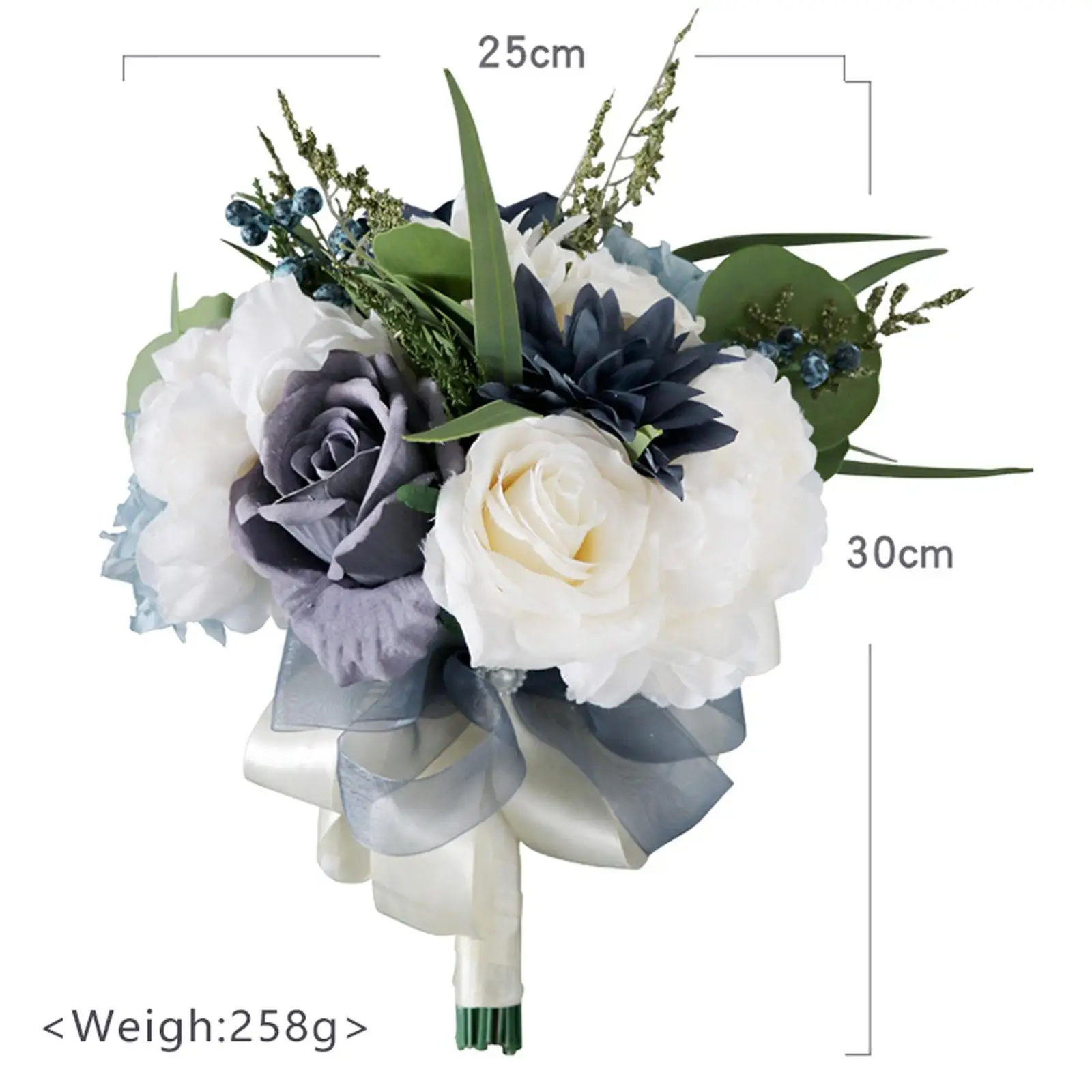 Handmade Wedding Bouquets with Silk Ribbon Artificial Flowers for Photo Prop Valentine`S Day Wedding Anniversary Decor