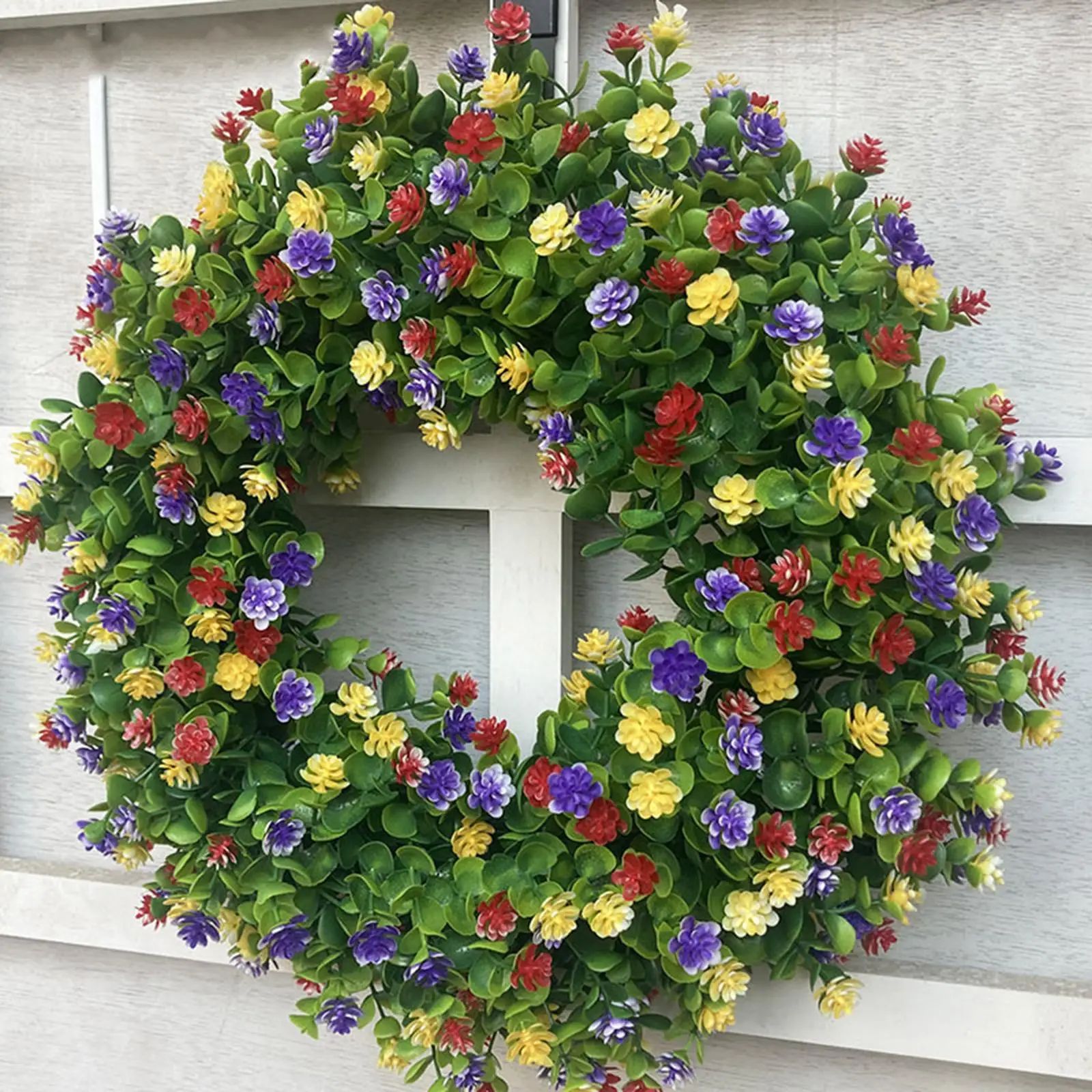45cm Artificial Wreath Door Wreath Rose Spring Wreath Round Wreath for The Front Door Home Flower Wall Garland Decor