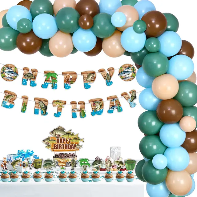 Fishing Theme Balloon Garland Kit Fishermen Bday Gone Fishing Birthday  Party Decorations Fish Happy Bday Banner Cake Toppers - AliExpress