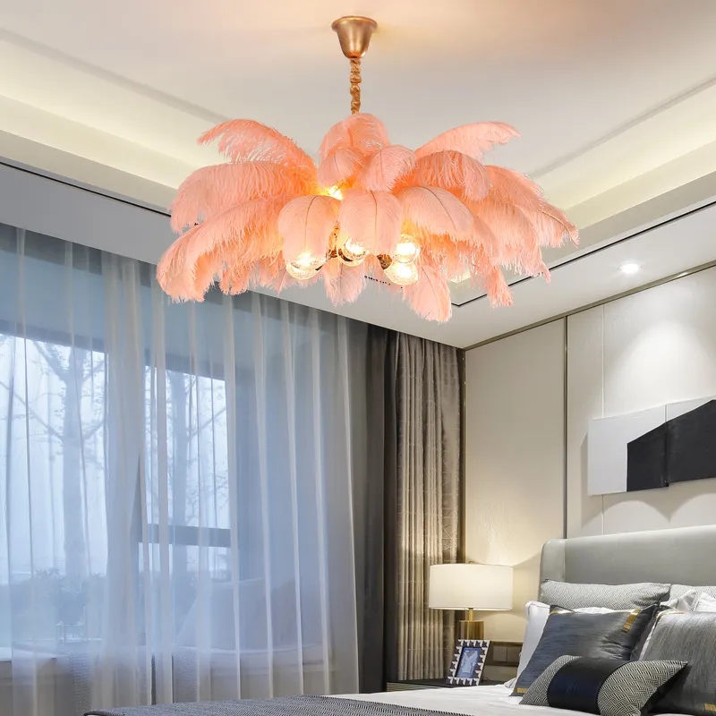 Nordic Creative Feather Chandelier Living Room Bedroom Hotel LED Pendant Lamp Romantic Princess Decor Lighting Fixtures