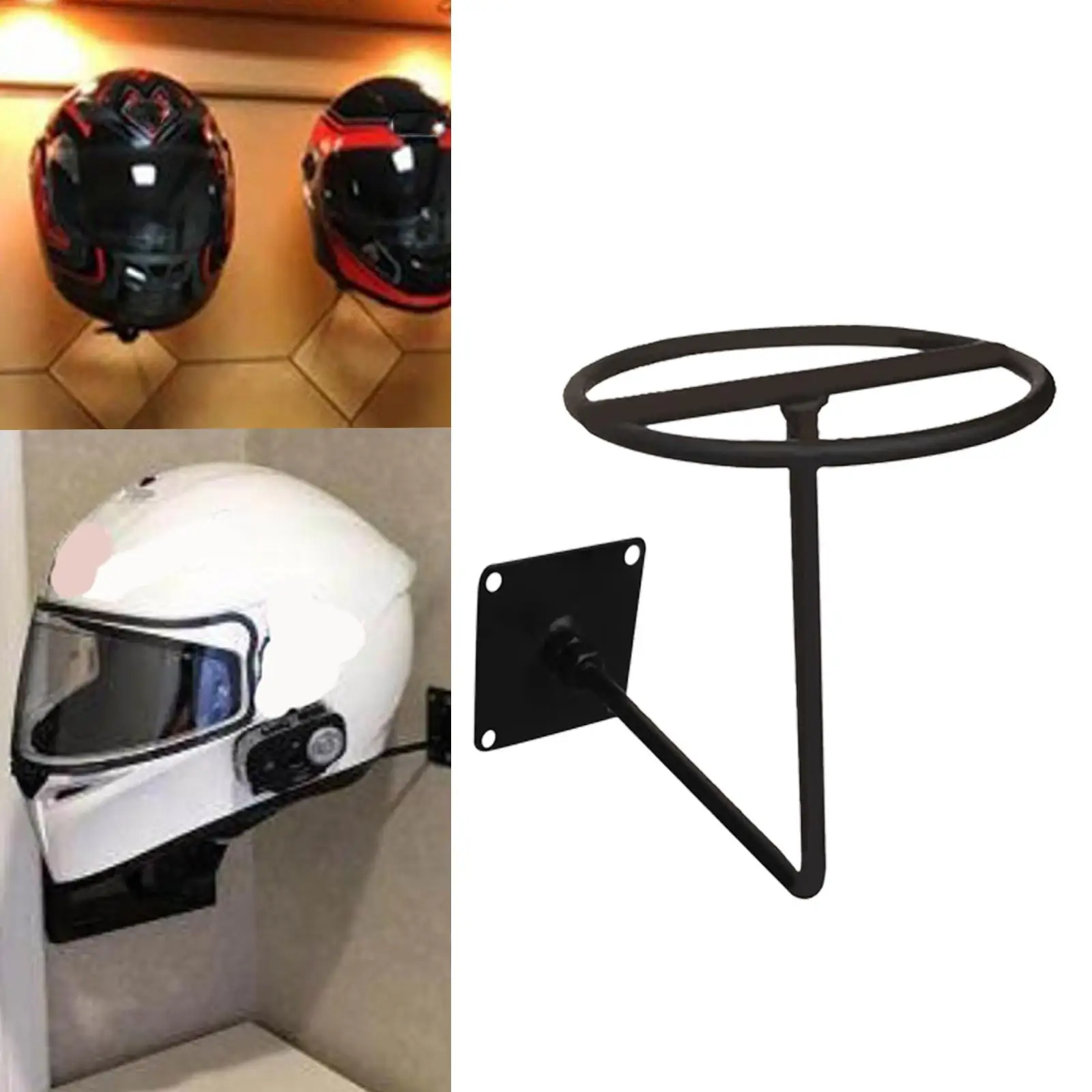 Wall Mounted Helmet Holder, Metal Multifunctional Motorcycle Accessories Hook Display Rack, for Hats Coats Garage