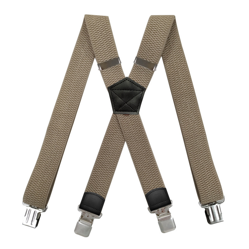 Robuste Hosenträger für Männer, Arbeit im Freien, 3,8 cm, X-Back, 4 starke Clips, verstellbare elastische Hosenträger, Riemen, Gürtel – Detail 8