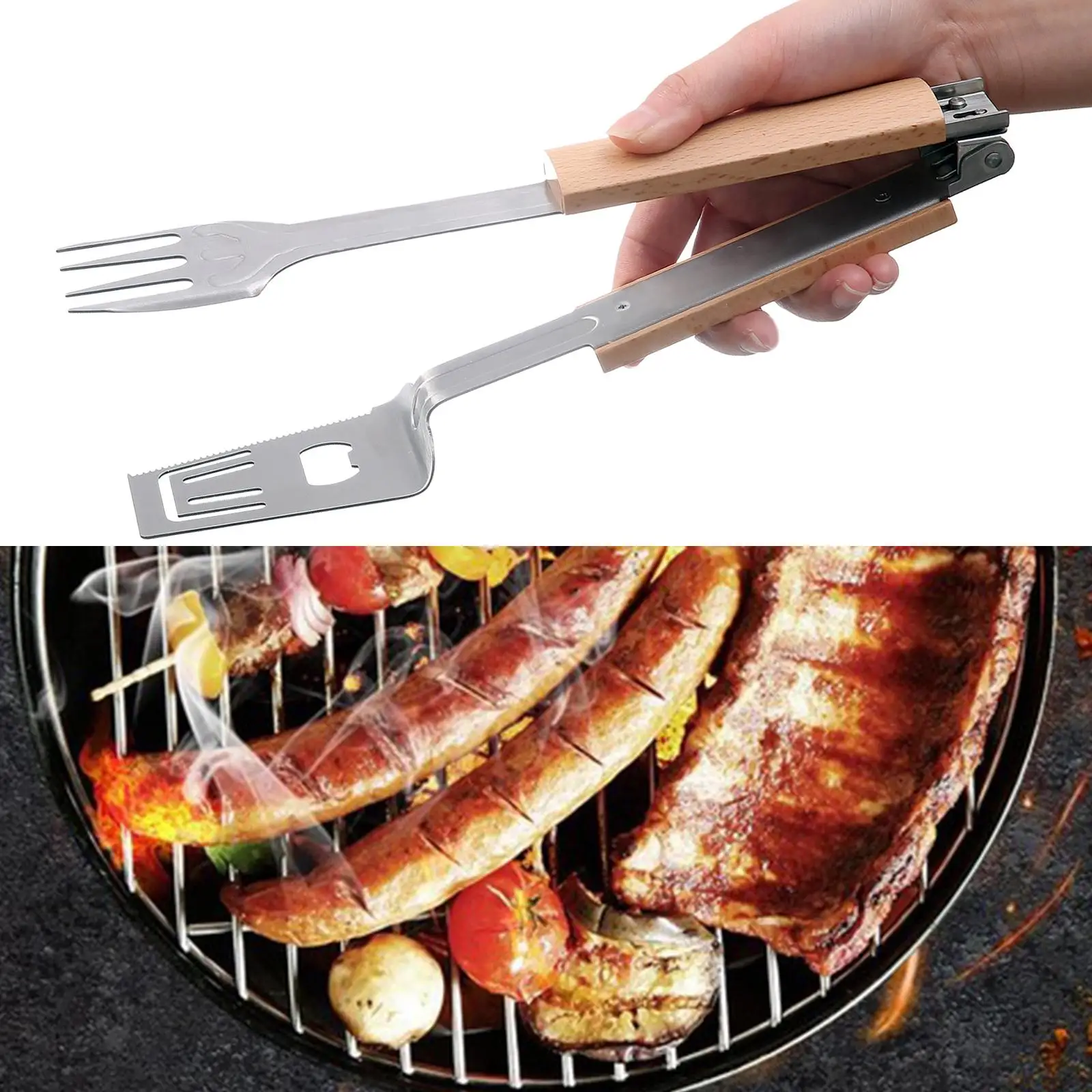 Kitchen Tongs Catering Tools Cooking Long Picnic Stainless Steel Grill Tongs