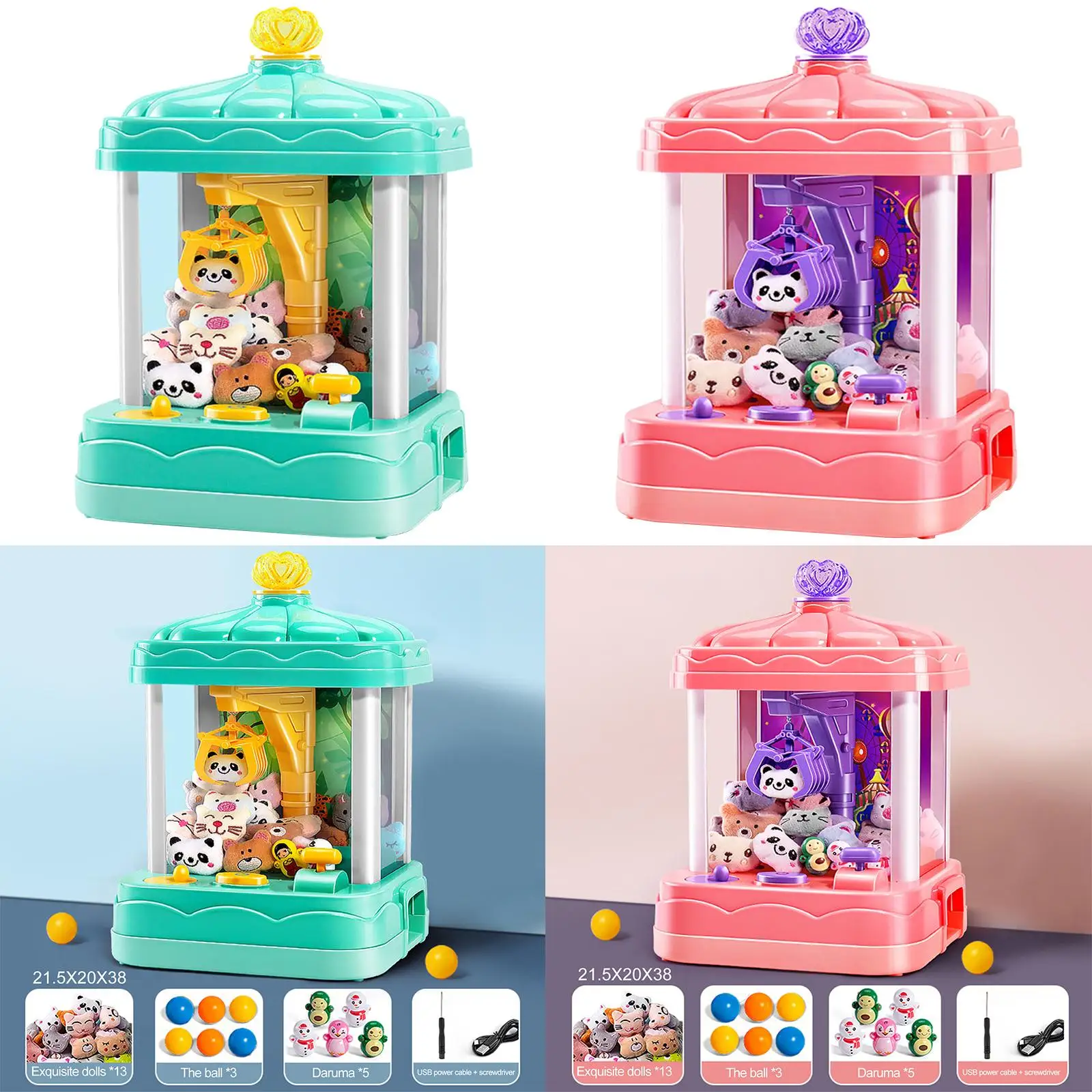 Mini Claw Catch Toy Crane Machines Multifunction Dual Power Mode Play Game