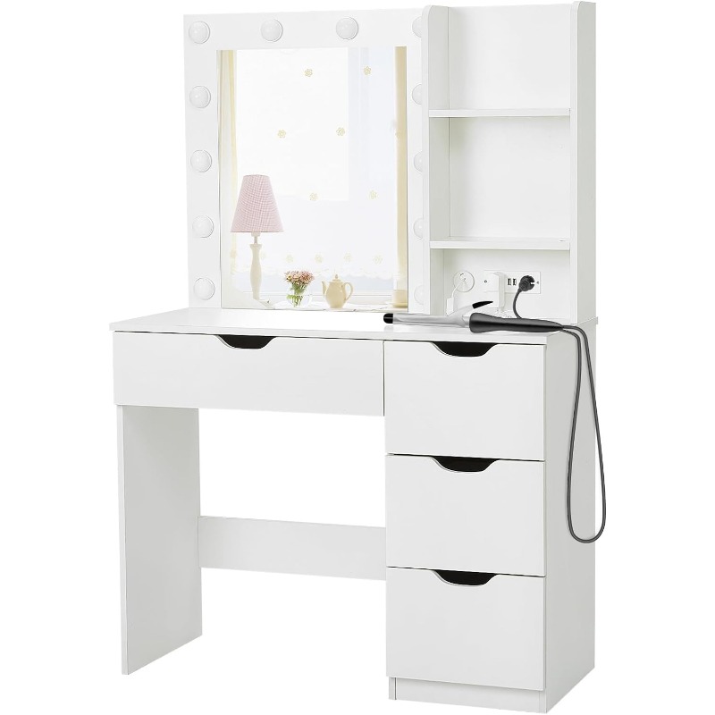 Description Picture 5 of itemGaoMon Makeup Vanity with Charging Station, Vanity Desk with 12 Bulbs, Storage Shelf