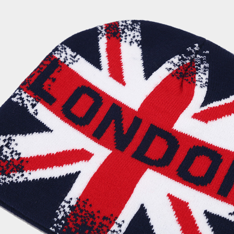 Mode UK Flagge Drucken Winter Mützen Hut Weibliche Radfahren Skifahren Motorhaube Herbst Im Freien Gestrickte Kappe Frauen Männer Warme Gorras Ohr Hüte – Detail 5
