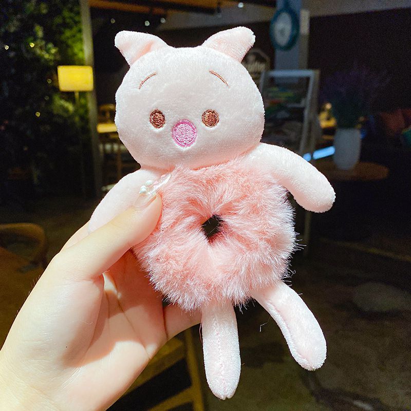 Plush Hair Band Animal Cute Bear Elastic Ponytail Holder Accessories For Woman Girl Hair Tie Kawaii Plush Toy Scrunchie Animal