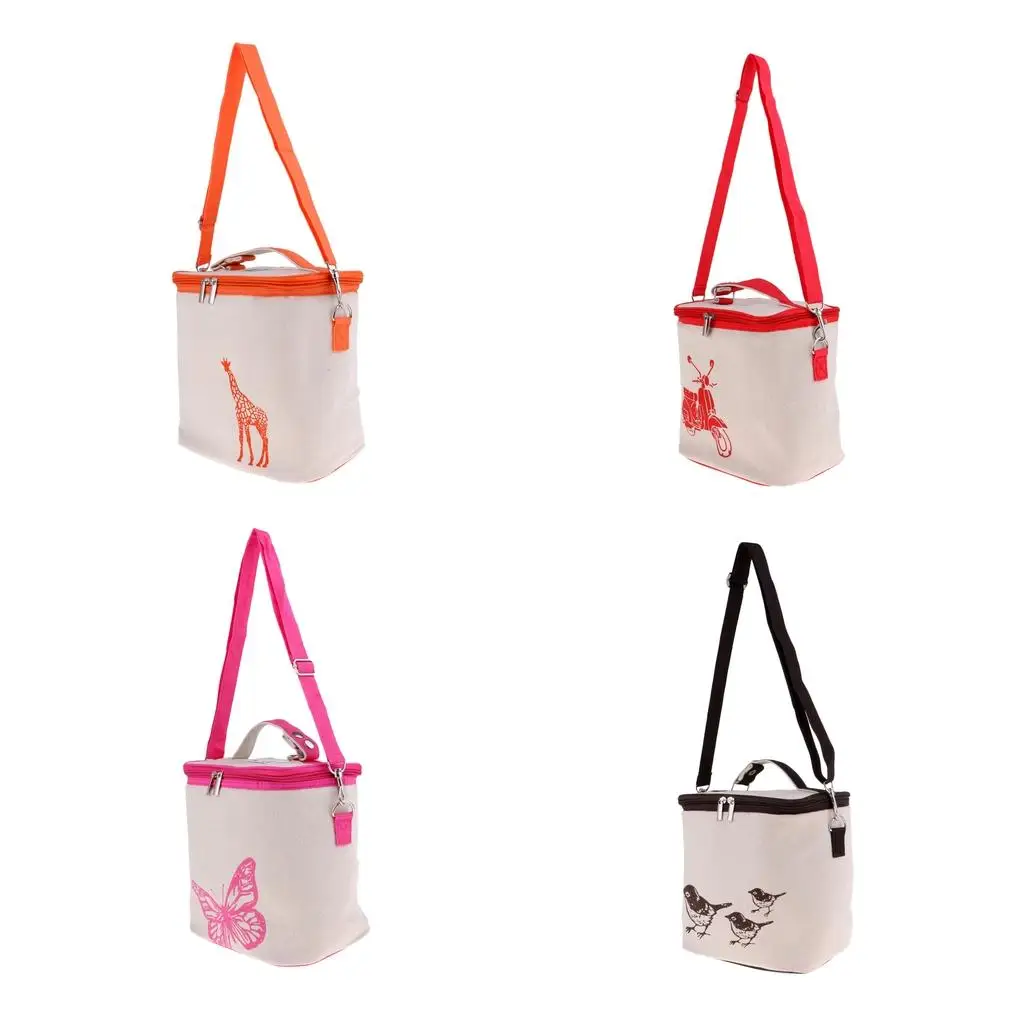 Insulated Reusable  Bag with  Zipper Reusable Insulated Lunch Cooler Container Box Handbag for  Travel Beach Outdoors