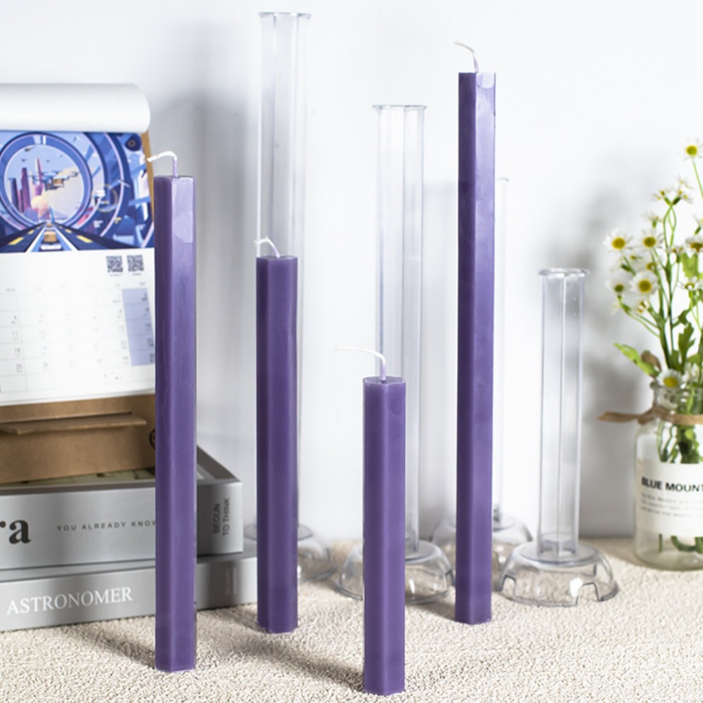 Description Picture 5 of itemHexagon Stripe Pole Acrylic Candle Mold Pointed Long Rod Making Set Geometry Candlestick Plastic Mould Home Party Art Decor Gift