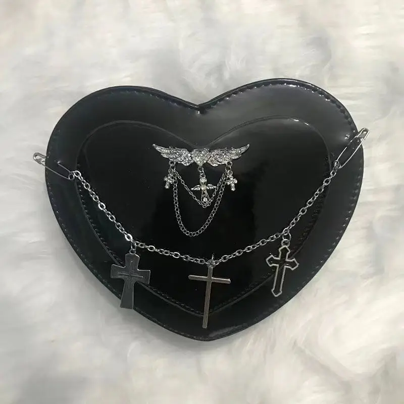 HAEX Y2K Subculture Women's Bag 2022 Trend Punk Gothic Cross Heart Shaped Crossbody Shoulder Bags Female Harajuku Bolso Mujer