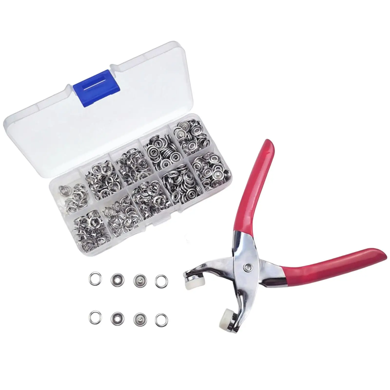 100 Sets Metal Snaps Buttons with Fastener Pliers Heavy Duty Studs Hollow Solid Prong for Clothing DIY Crafts Bags Jeans Sewing