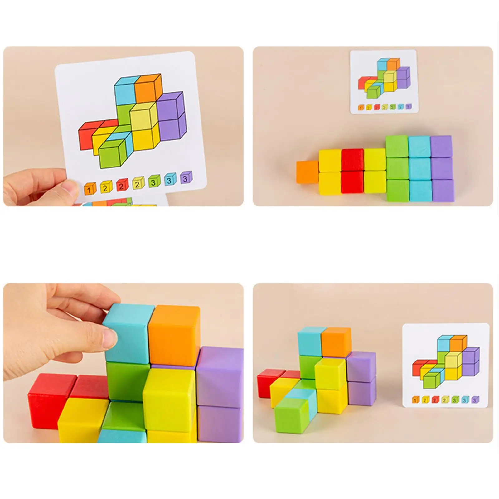 Wooden Building Blocks Stacking Game Sensory Toys Educational toy for Gifts