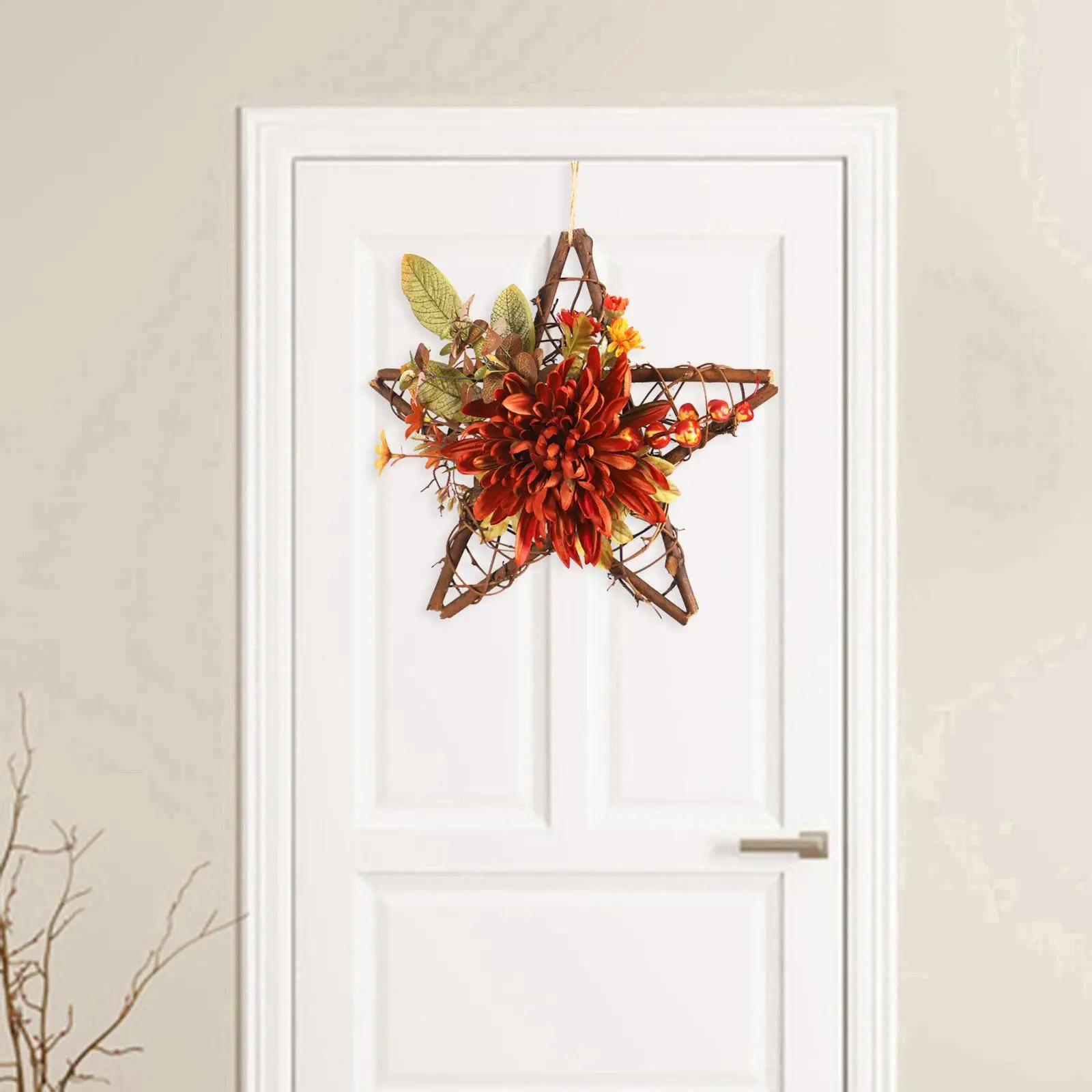 Front Door Thanksgiving Wreath Happy Fall Sign Thanksgiving Door Hanging Decoration for Outside Indoor Farmhouse Party Wall
