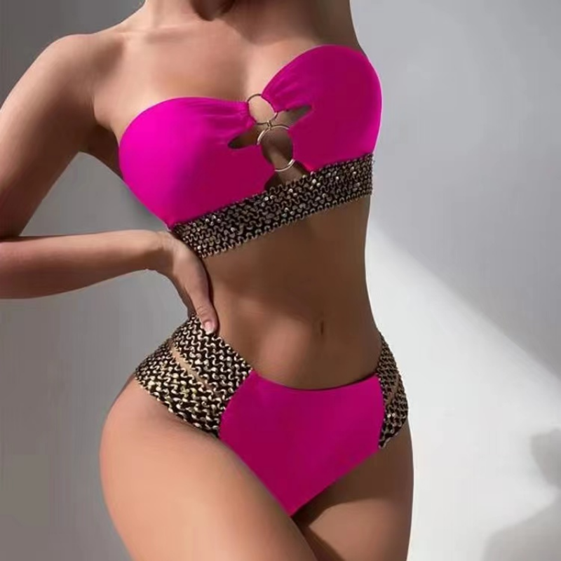 alta, moda praia feminina, monocromático, maiô bandeau, moda praia, 2 peças, 2022