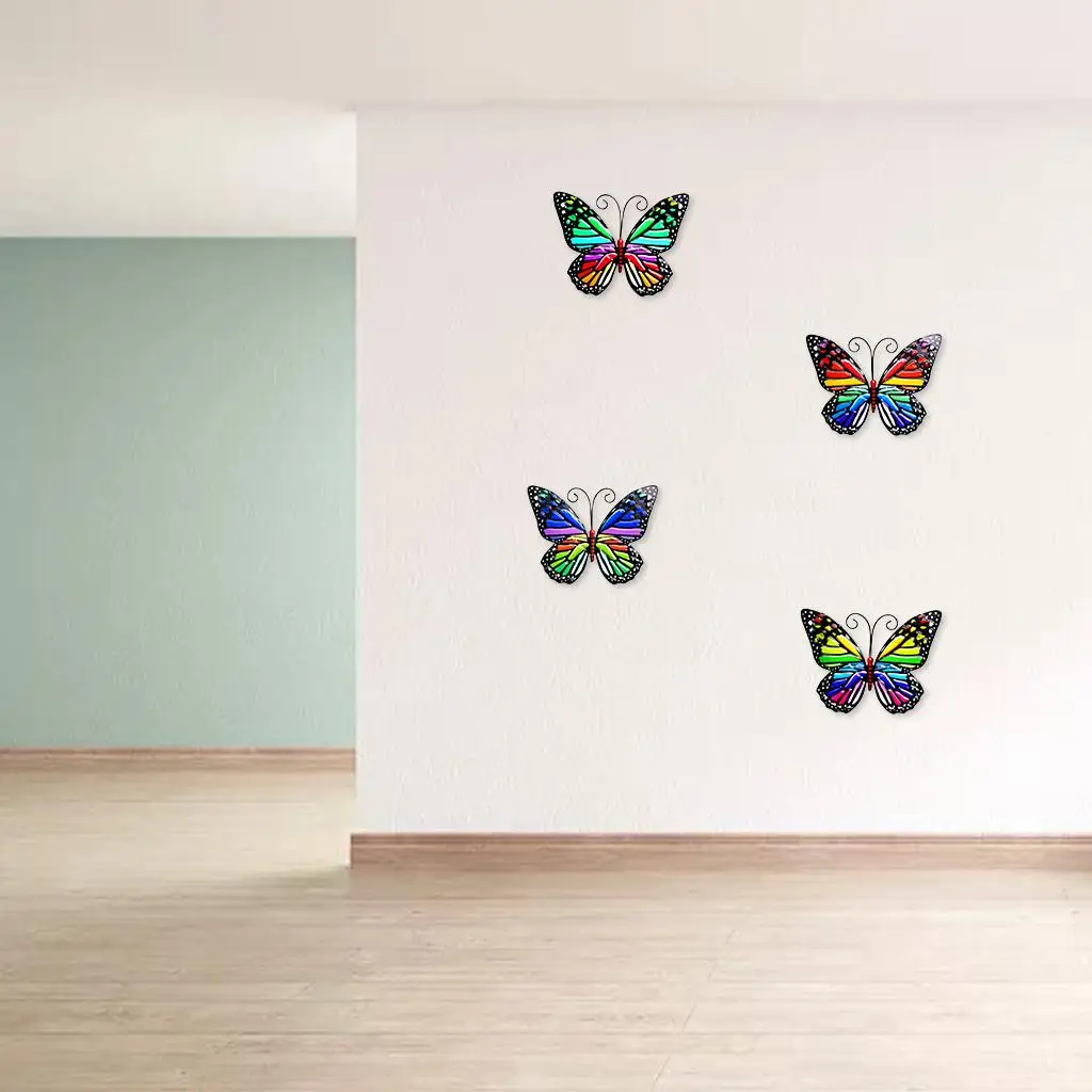 4x Colorful Butterfly Wall decor Outdoor Statues Hanging Ornament