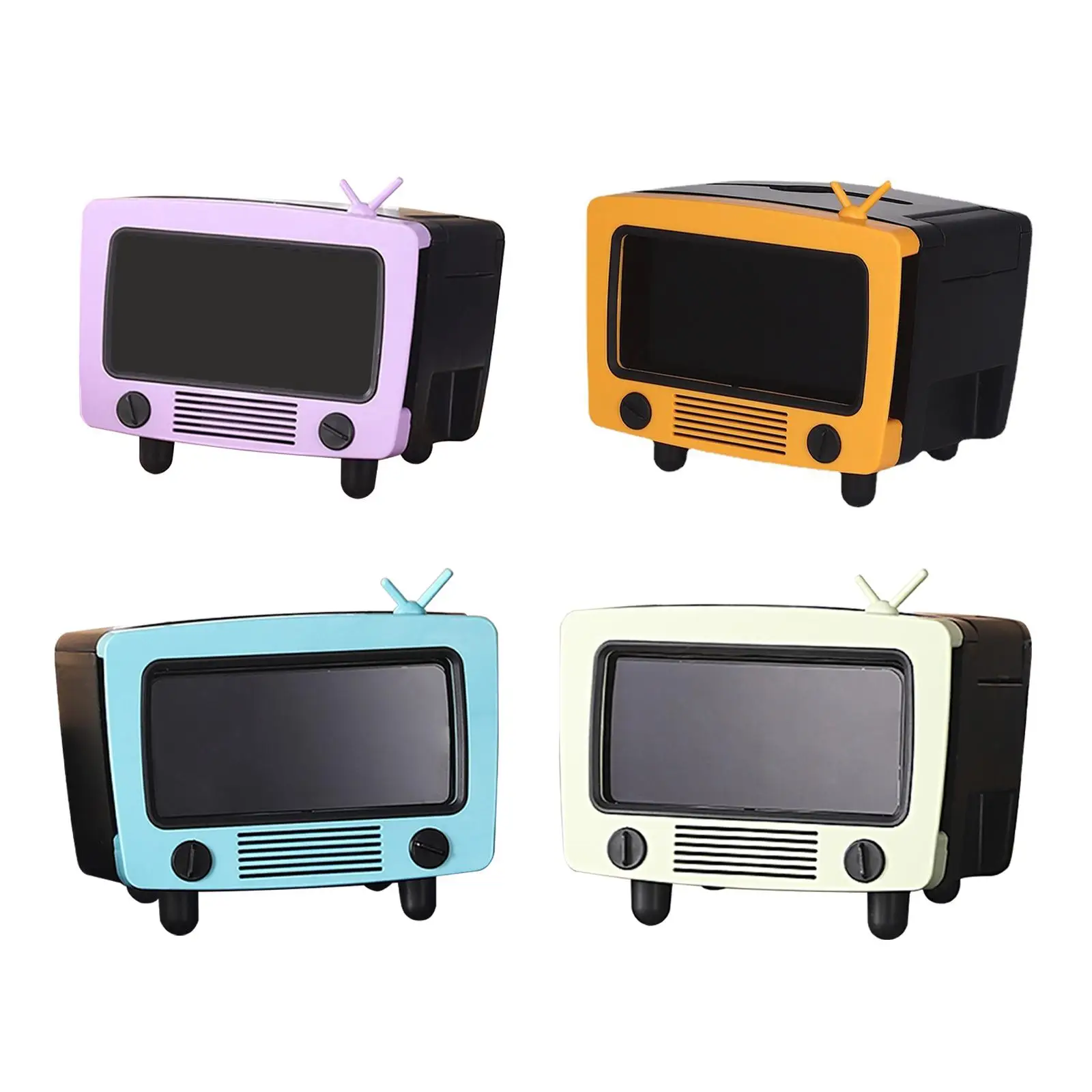 TV Shaped Tissue Box, Phone Holder Stand Cute Practical  Container for Vanity Countertops Office Desktop Decor for All Phones