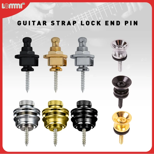 2pcs/1set Guitar Bass Skidproof Strap Locks Chrome Black Strap Button Pins  End For Acoustic Guitar Guitarra Accessories