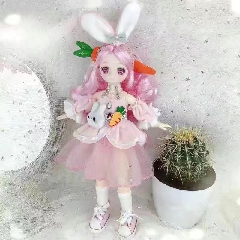 30cm Kawaii BJD Doll Girl 6 Points Joint Movable Doll with Fashion Clothes Soft Hair Dress Up Girl Toys Birthday Gift Doll New