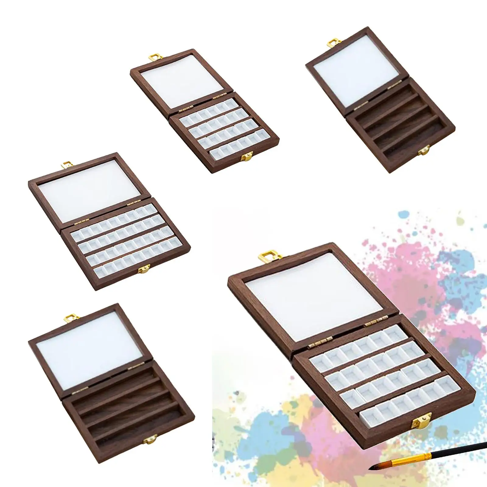 Empty Watercolor Palette with Mixing Area Portable Watercolor Paint Palette Box with Lid Paint Pallet for Painters Students