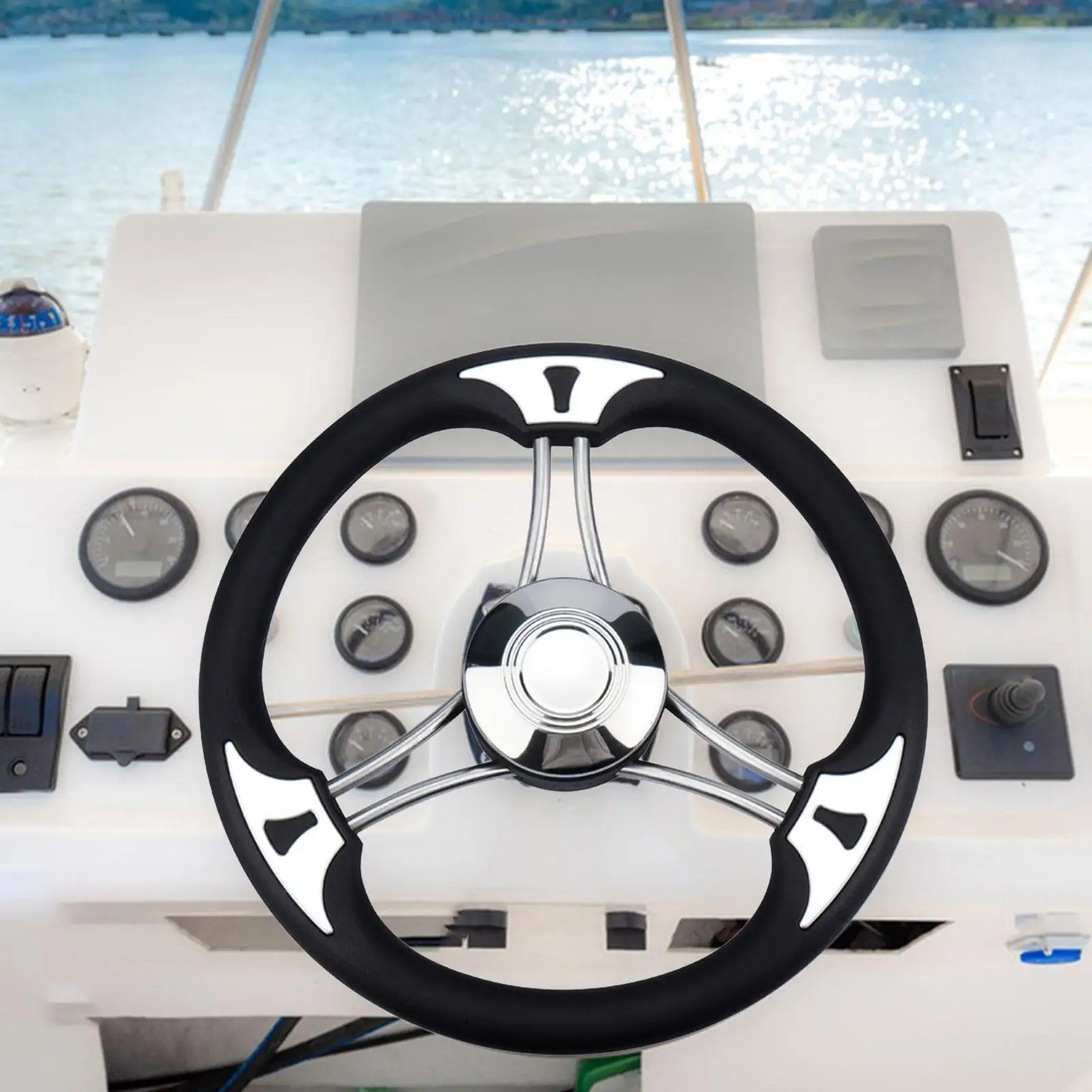 Boat Steering Wheel Anti Slip Stainless Steel Marine Foam Steering Wheel for