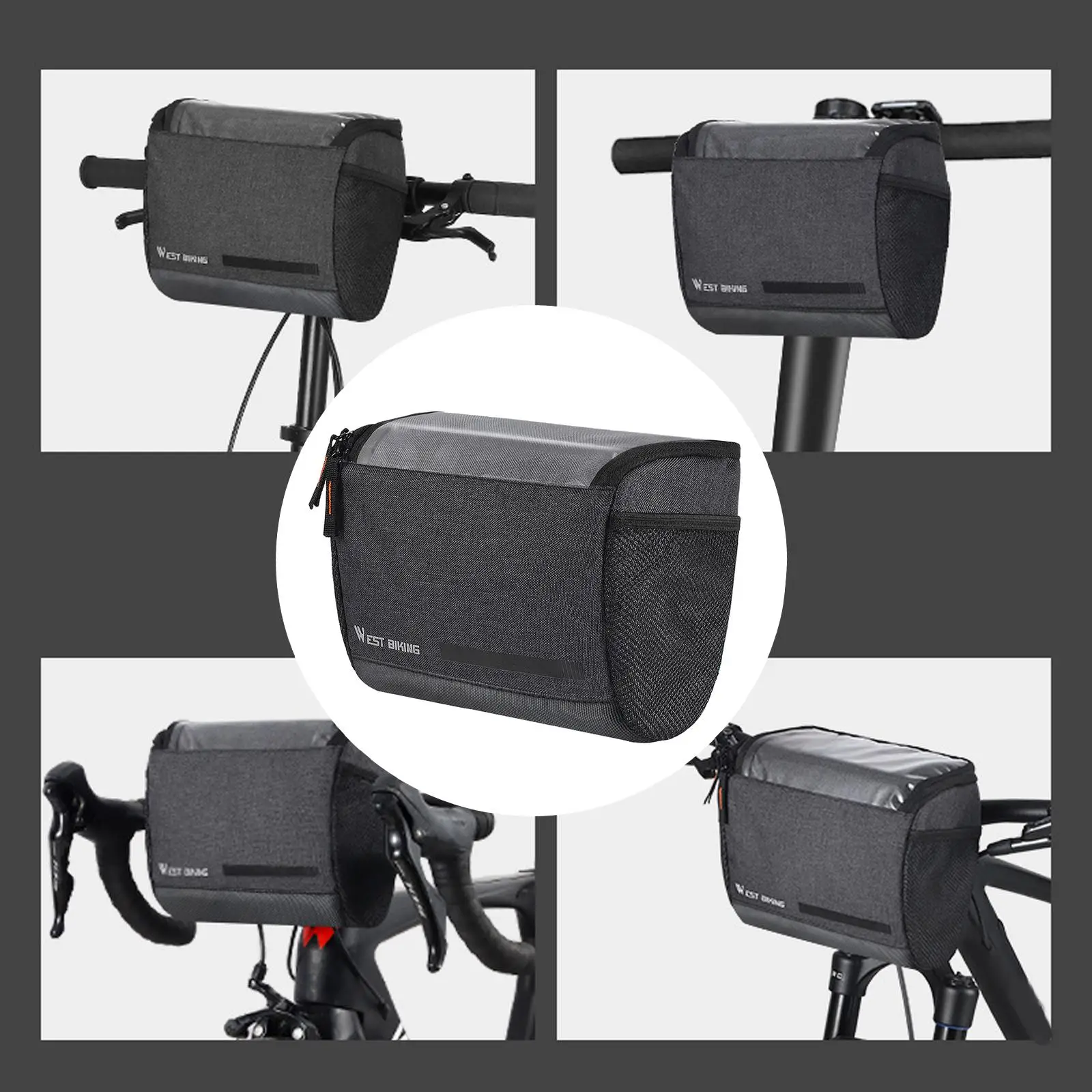 Bike Handlebar Bag,  Basket  with Touch Screen Phone Holder, Cycling Storage Pouch for Mountain Road  Bikes