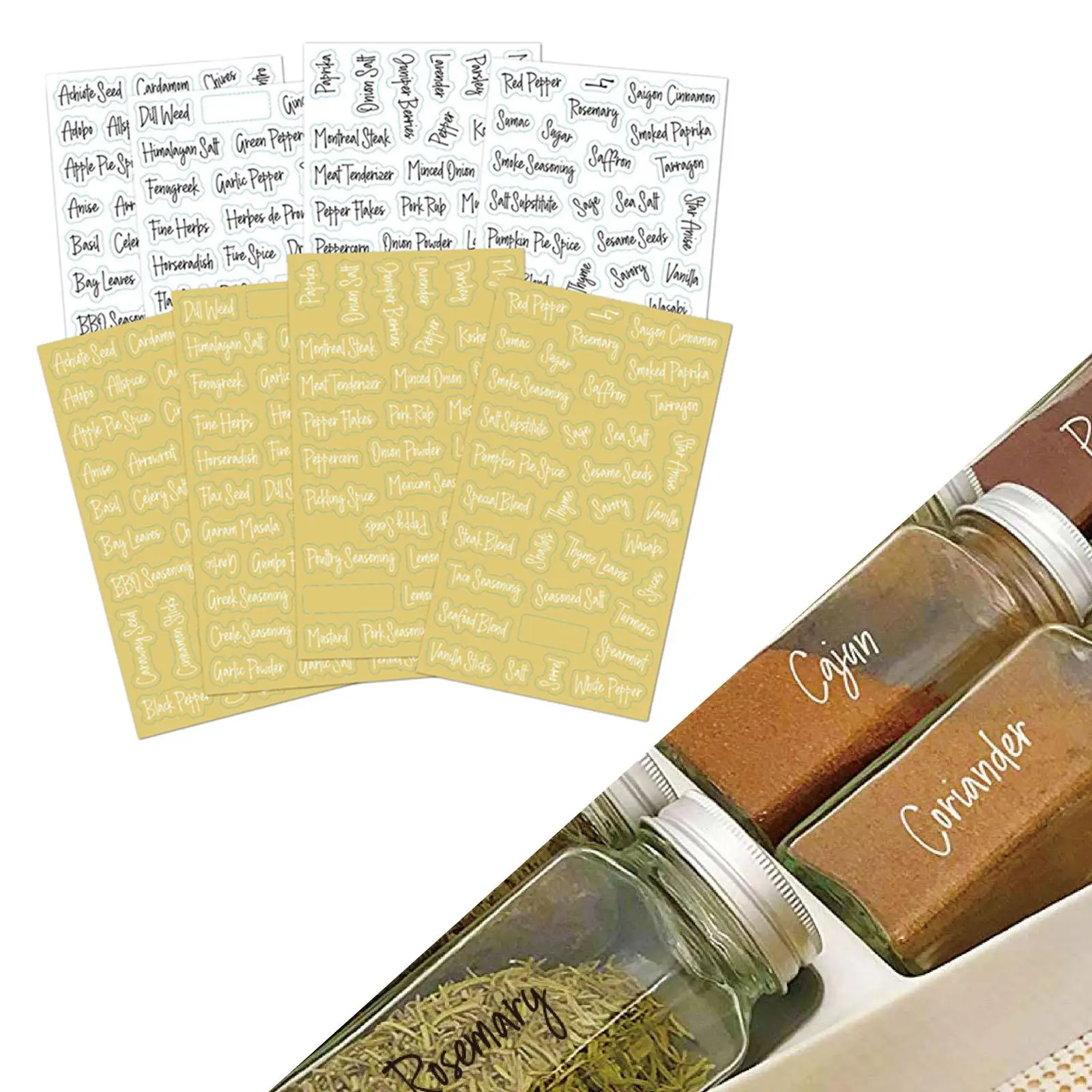 Spice Labels Stickers Transparent Seasoning Stickers Decals for Containers