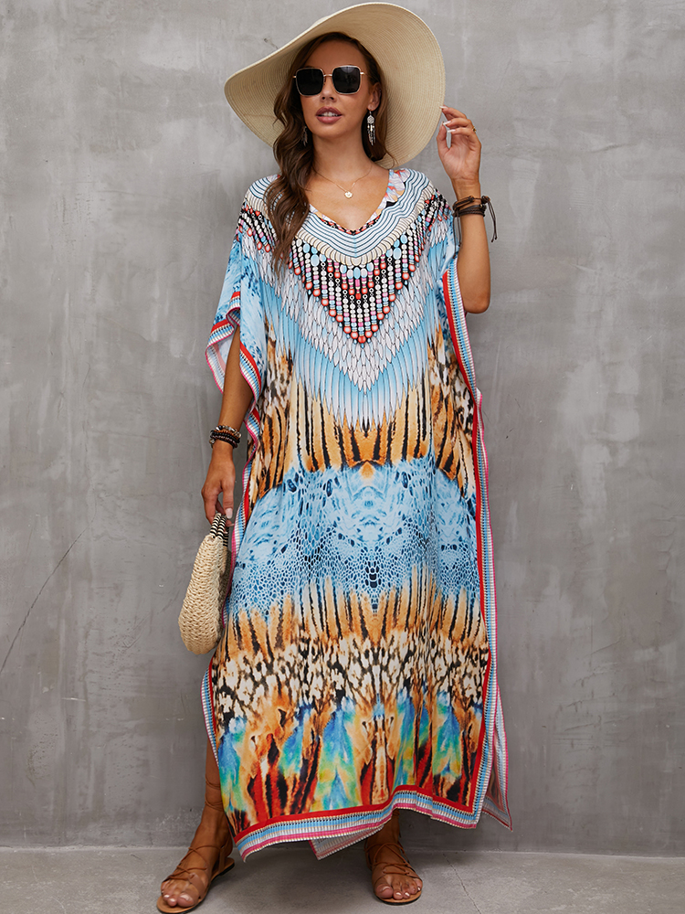 vestido kaftan túnica para praia robe plage