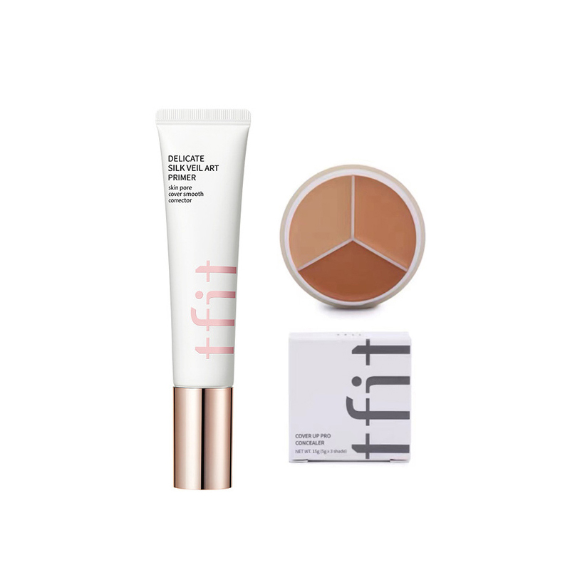 Best of Korea TFIT Makeup Base Face Primer 3-color Concealer Palette Invisible Pore Light Oil-Free Skin Cover Smooth Foundation Cosmetic Reviews & Tips