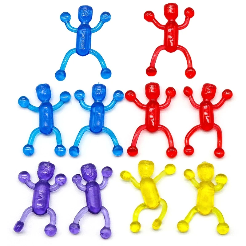 12 Pieces Multicolored Sticky Wall Climbers Rolling Men Novelty Stretchy Sticky Toys for Party Favor Blulu 12 Pieces Window Crawler Men 