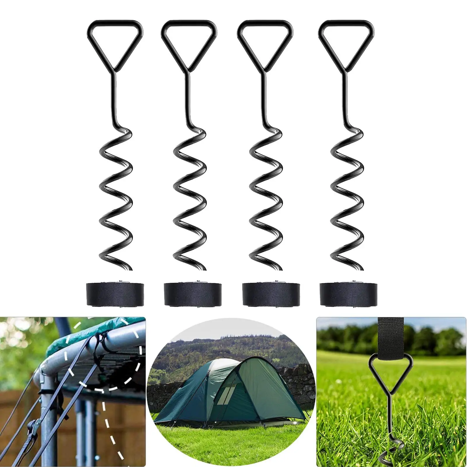  Camping Ground Anchor Trampoline Stakes Spiral Ground Anchor Trampoline Stakes Tent Canopies Accessory