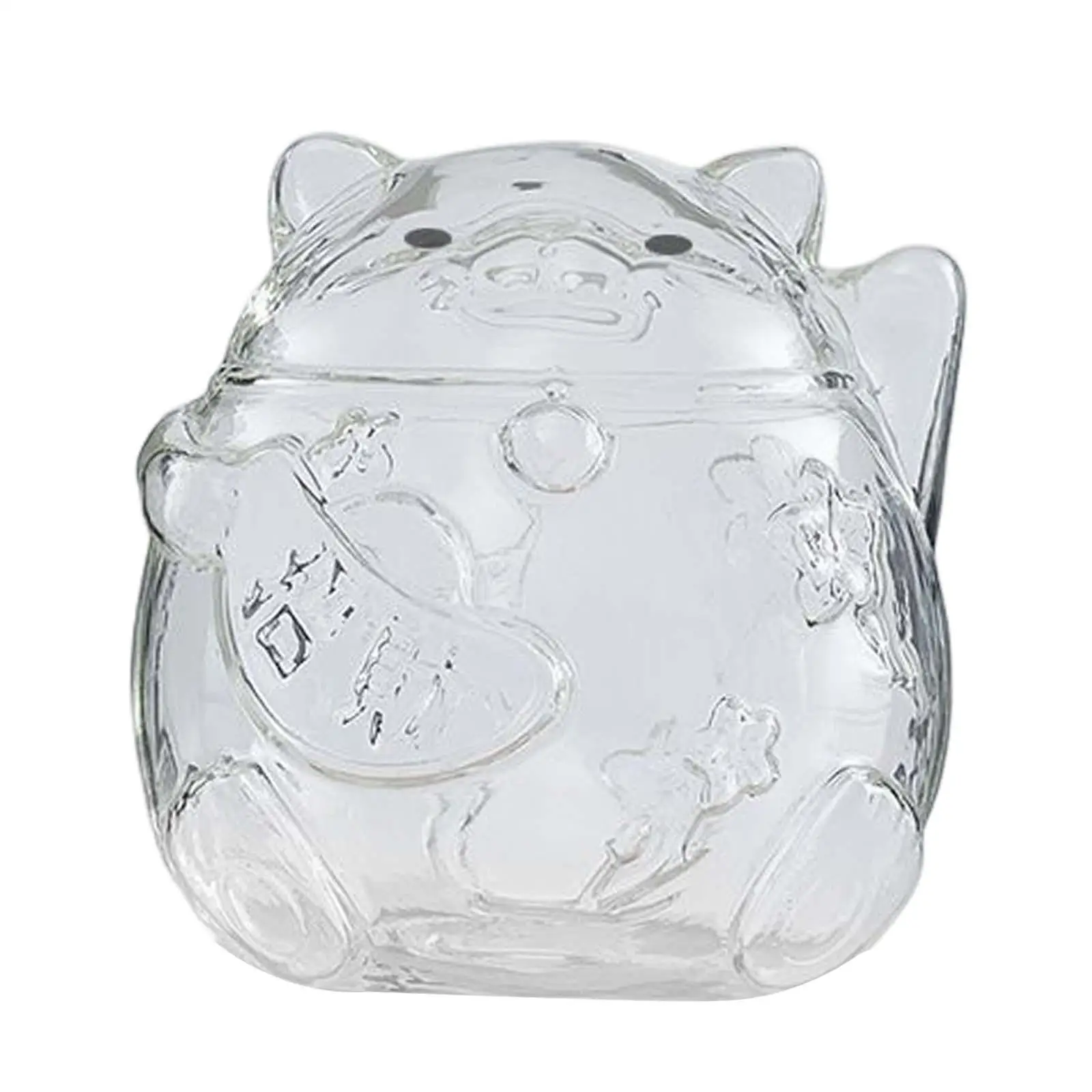 Clear Lucky Cat Piggy Bank Money Box Ornaments Glass for Girls Gift Children
