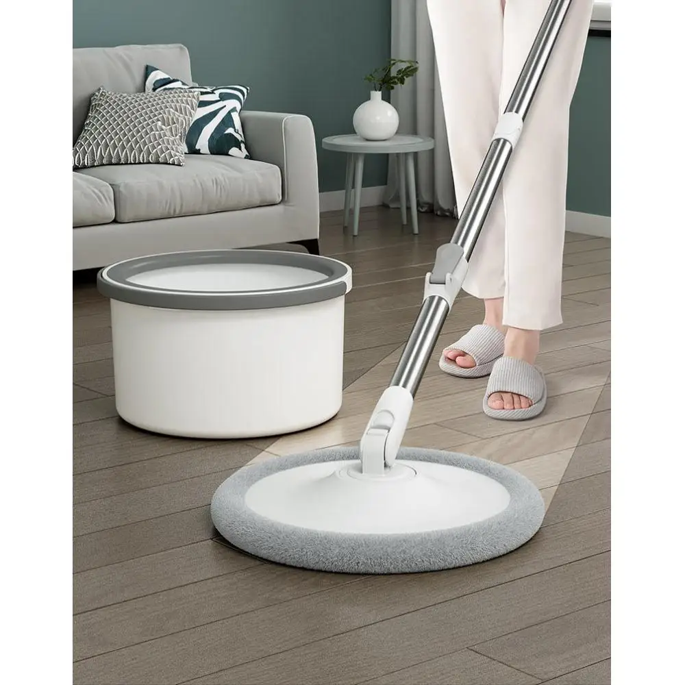 Microfiber Mop With Round Bucket Adjustable Handle Household Sweeper Tile Cleaner Carton Flow System 360 Cleaning Tools