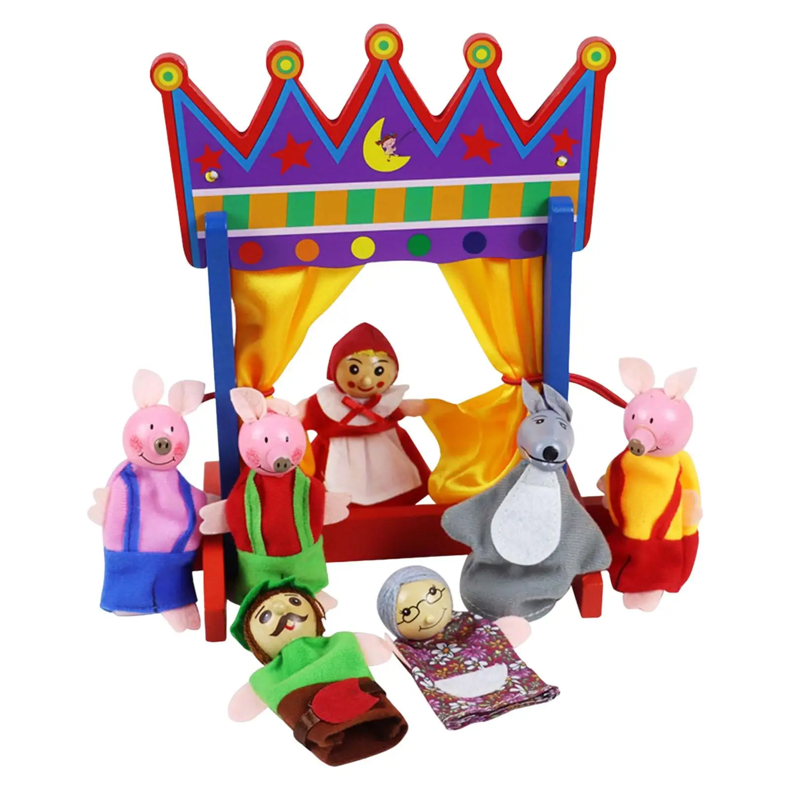 Simulation Mini Puppet Stand Set Educational Toys Decorations Model Finger Puppets for Preschool Story Telling Holiday Bookshelf