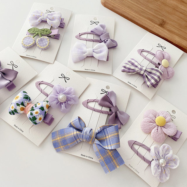 Cute Bows Baby Girls Hair Clips Solid Color Floral Pattern Children  Hairpins Korean Korean Kids Hair Accessories